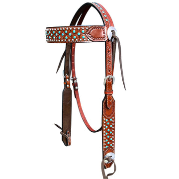 Bar H Equine American Leather Horse Saddle Tack One Ear Headstall | Breast Collar Browband Wither Strap Set BER259